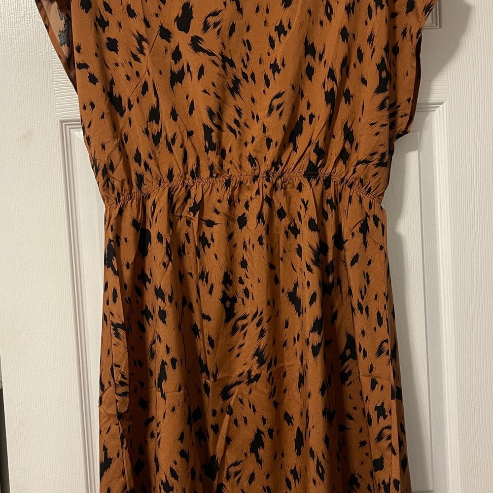 Burnt Orange and Black Print Dress